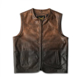 Men’s Euro Style Duotone Brown Leather Waistcoat