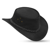 Leatherick Western Black Suede Leather Cowboy Hat