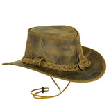 Chapeau de cowboy en cuir marron clair de style occidental Leatherick