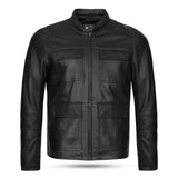 Leatherick Klassische Seven Line schwarze Lederweste