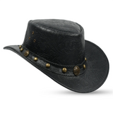 Black 1016 Floral Plated Pattern Leather Hat