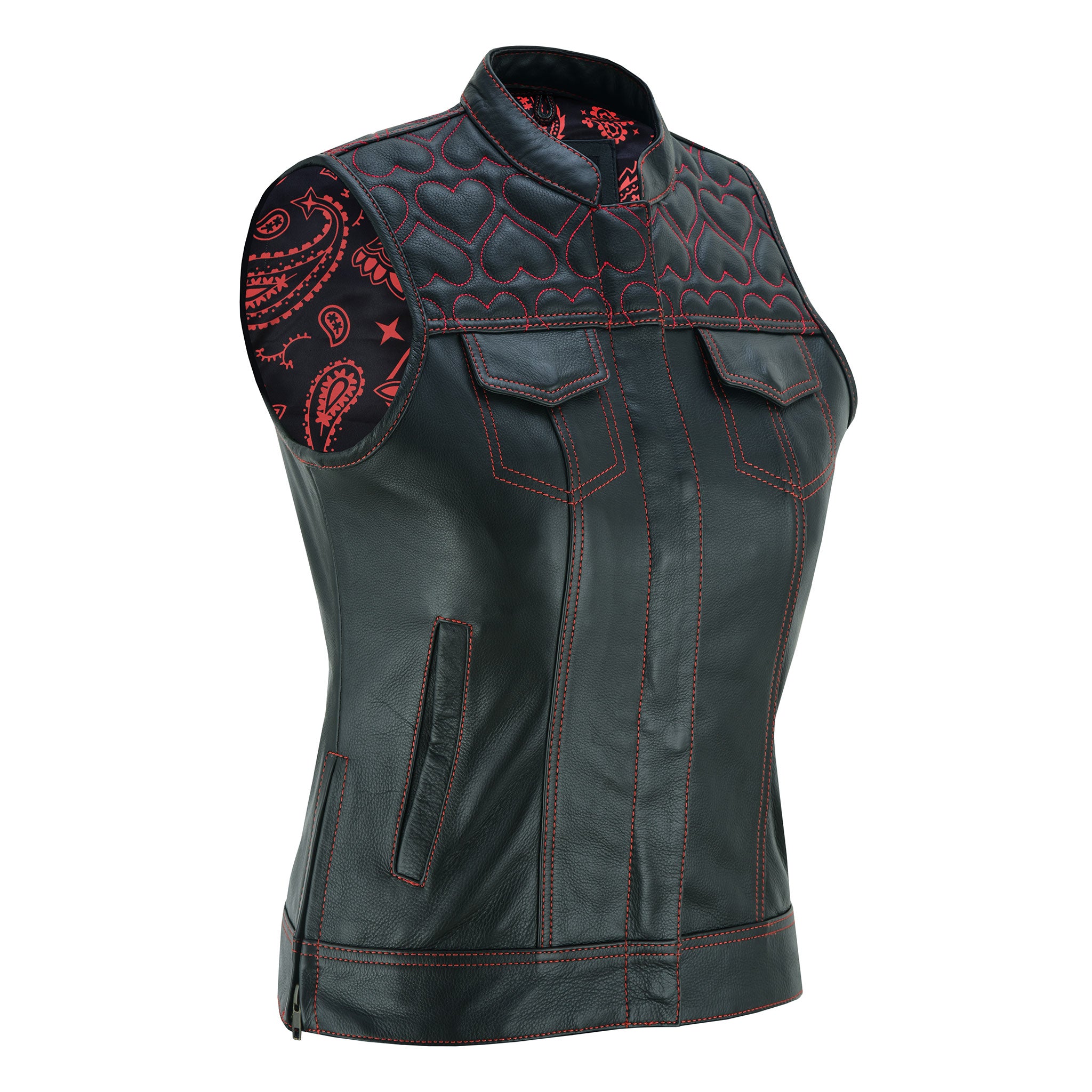 Leatherick Men's Groove Club Size 48 M Black Real Leather Motorcycle