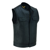 SOA Collarless Black biker Vest