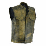 Distressed Brown Leather Motorcycle Biker Vest