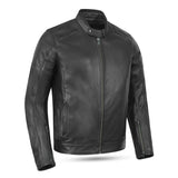 Mens Night Vision Cafe Racer Style Protective Leather Jacket