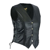 Ladies Braided Leather Motorcycle Vest - Women's Biker Cut
