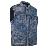 Men's Faded Denim Motorcycle Vest