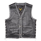Gilet en cuir tressé avec lacets Leatherick