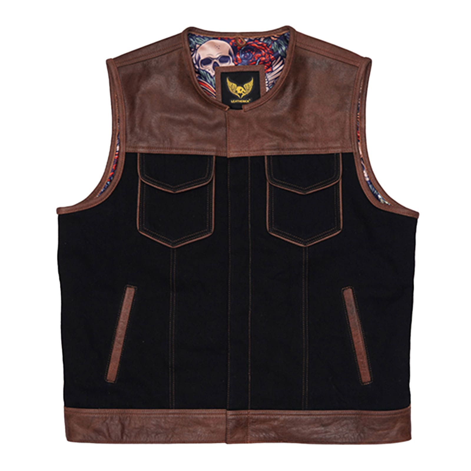 Leatherick Gilet Vintage En Cuir Marron Vieilli Femme - Cuir Buffle Véritable Avec Poches Dissimulées
