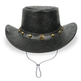 Black Floral Plated Pattern Leather Hat