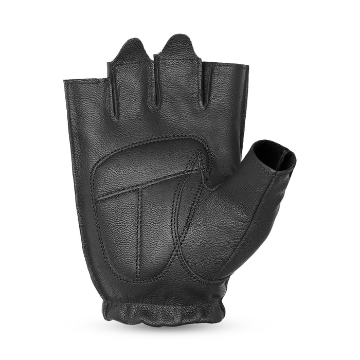 Leatherick Men’s Black Half Finger Gel Padded Gloves