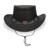 Laser Engraved Royal-Skull Design Black Bush Leather Hat