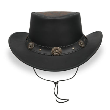 Royal Skull Gravé Laser Chapeau Bush en Cuir Noir
