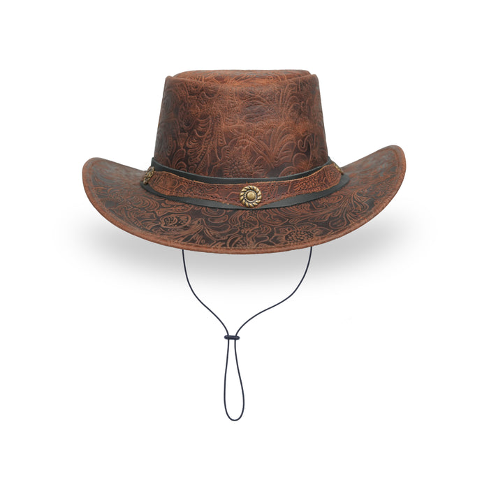 Floral Light Tan 1011 Bush Leather Hat