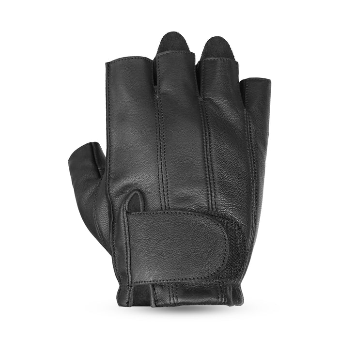 Leatherick Men’s Black Half Finger Gel Padded Gloves