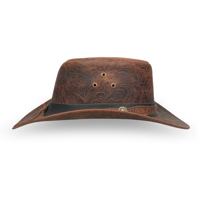 Floral Light Tan 1011 Bush Leather Hat