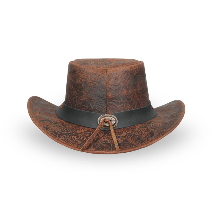 Floral Light Tan 1011 Bush Leather Hat