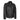 A front three-quarter view of a men's black lambskin leather jacket featuring a sleek mandarin collar, zippered front closure, and side pockets.