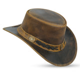 Chapeau à large bord vintage marron Leatherick