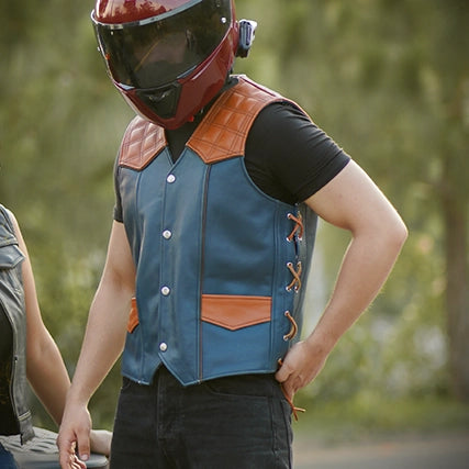 Custom Classic Premium Leather Biker Waistcoat for Men