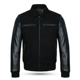 Men’s Black Leather Varsity Jacket