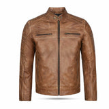 Chaqueta de cuero marrón desgastado Leatherick Vintage