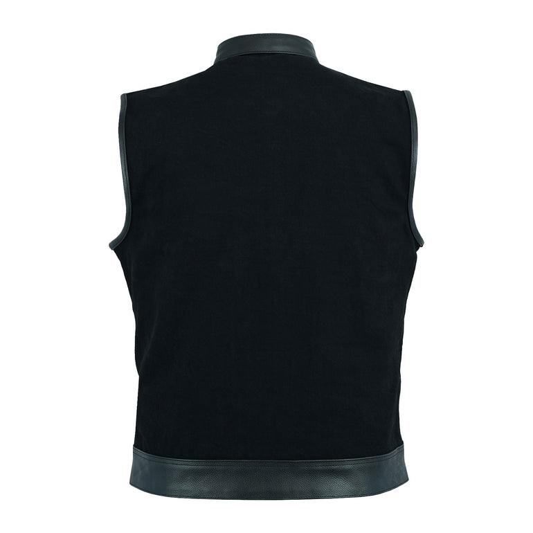 Leatherick heren vest van echt leer met kant in bikerstijl, casual mode Leatherick heren vest van echt leer met kant in bikerstijl, casual mode