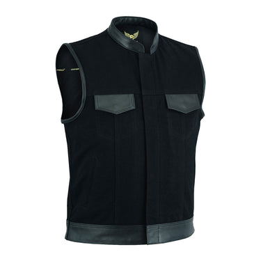 Leatherick Sons of Anarchy Gilet en cuir denim avec bordure