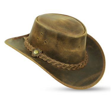 Leatherick Western Style Light Brown Leather Cowboy Hat