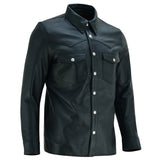 Camisa informal de cuero para hombre Leatherick con botones de latón plateado