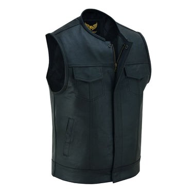 SOA Collarless Black biker Vest