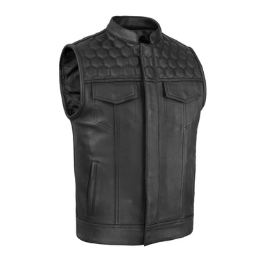 Leatherick SOA Style Lederweste mit Rautenstich