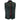 Front view of SOA Pre Waistcoat in black cow leather with black stitching and red & black paisley satin liner for men.