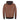 Back view of a Victor brown buffalo leather jacket for men showing shoulder epaulets and a black fabric hood.