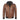 Front view of a men's Victor brown buffalo leather jacket with a dark detachable hood and ribbed cuffs.