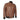 A tan Victor buffalo leather bomber jacket for men showing a buckled collar and zip chest pockets.