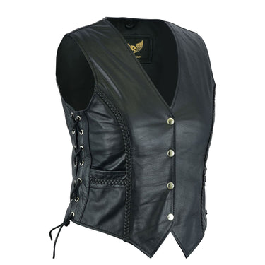 Leatherick – Klassische Biker-Lederweste in Schwarz