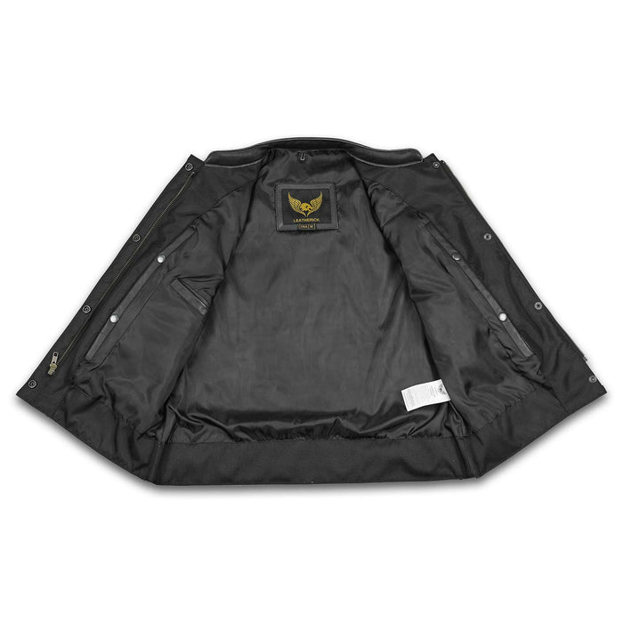 Women's SOA Style Black Leather Motorcycle Waistcoat