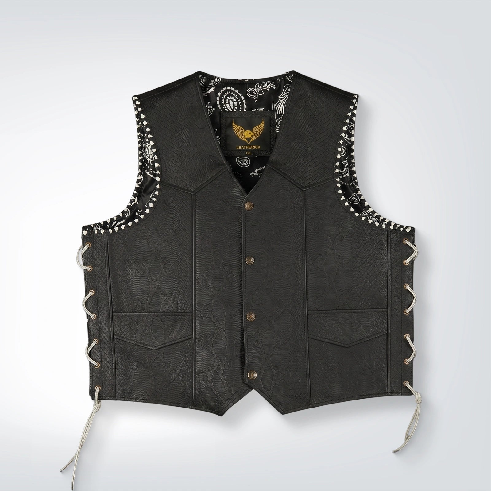 Custom Classic Premium Leather Biker Waistcoat for Men