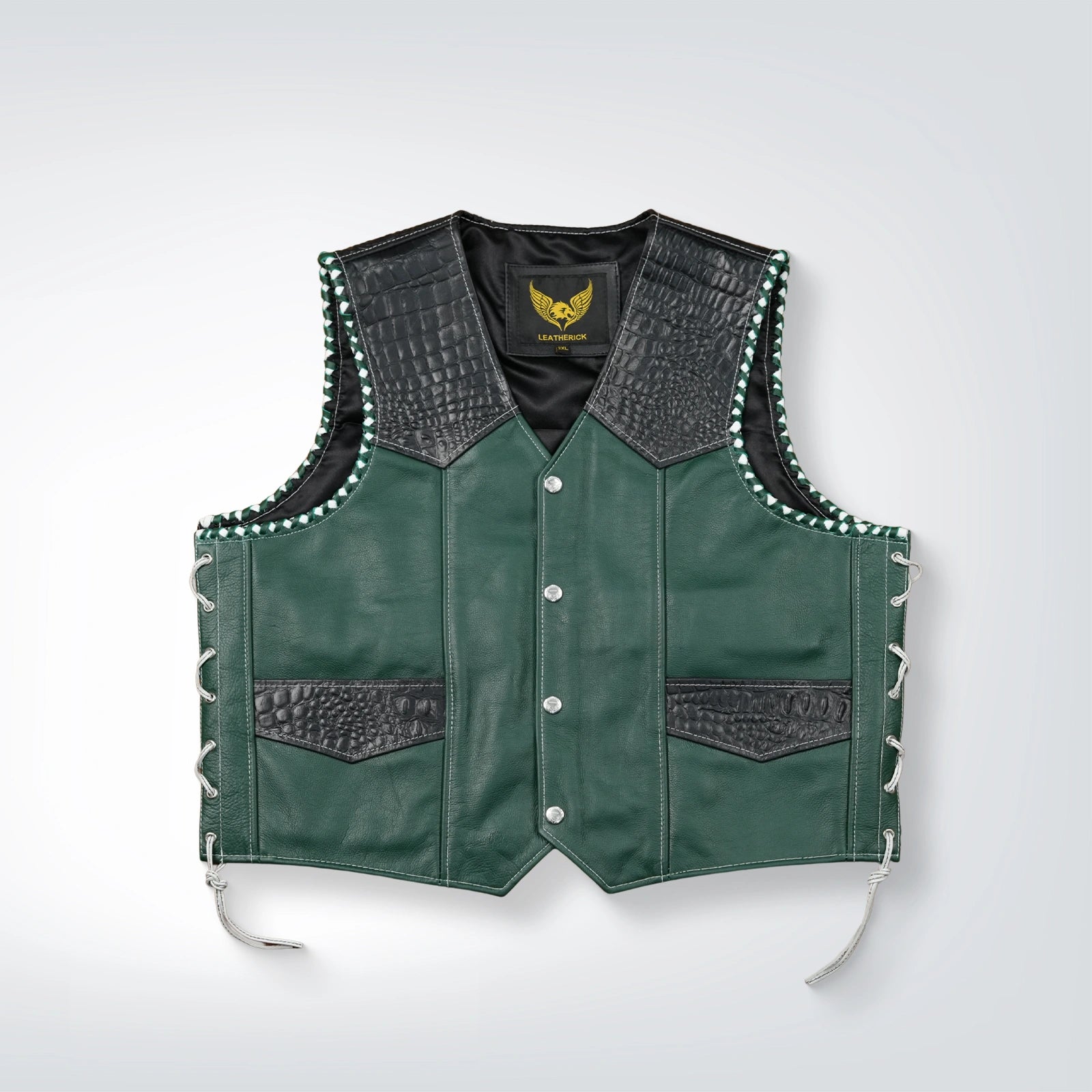 Custom Classic Premium Leather Biker Waistcoat for Men