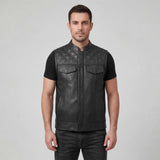 Leatherick SOA Style Gilet en cuir point de diamant