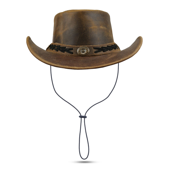 Leatherick Brown Vintage Wide Brim Hat