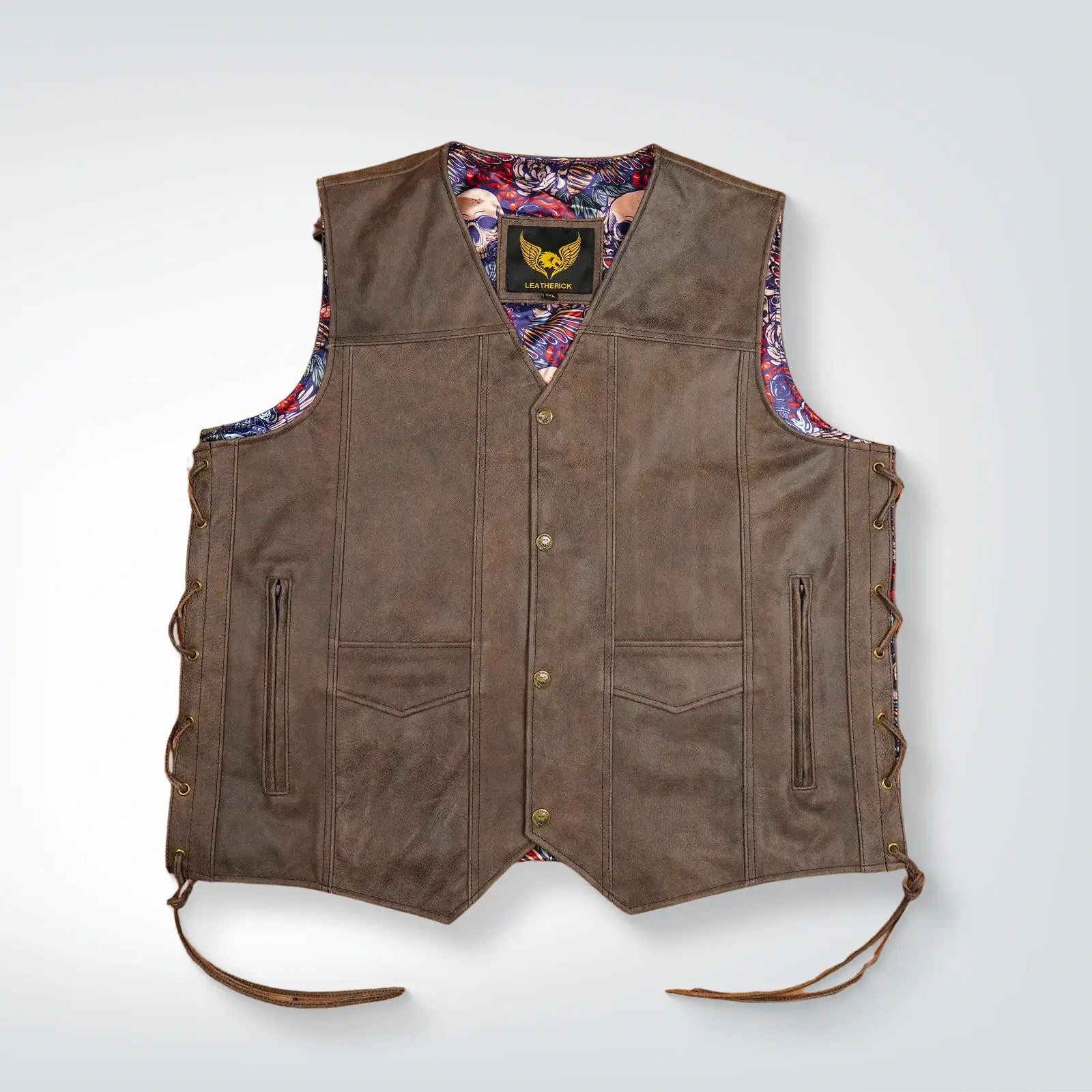 Custom Classic Premium Leather Biker Waistcoat for Men
