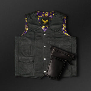 Custom Classic Premium Leather Biker Waistcoat for Men