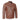Men's Hooper brown leather biker jacket in a sleek cafe racer style with a stand collar and zip pockets.
