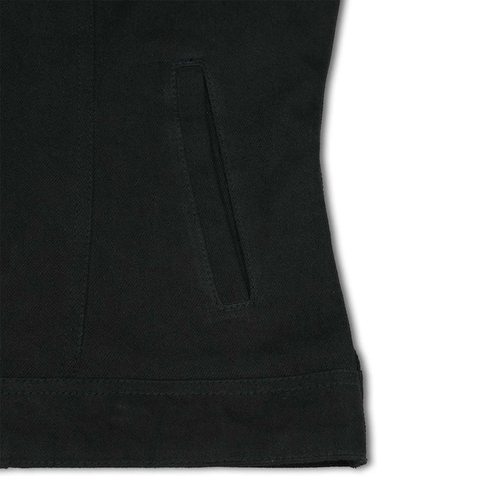 Ladies Denim Collar Open Button Biker Waistcoat