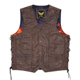 Gilet de motard en cuir personnalisé classique Leatherick avec lacets