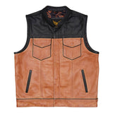 Leatherick Dual Closure Satin Lining Biker Vest