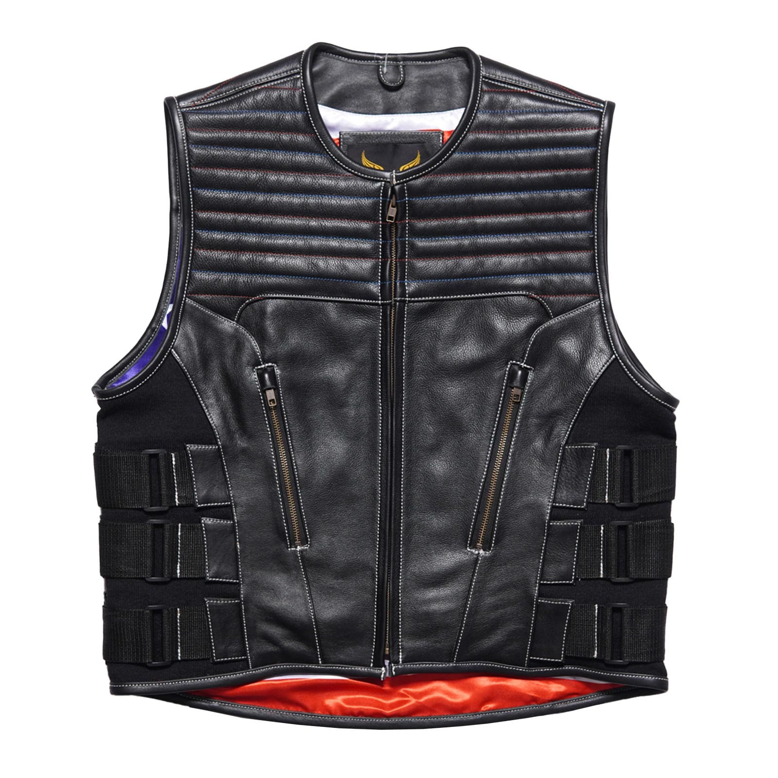 Leatherick Men's Warrior Style Motorcycle Vest - Split Leather With Concealed Carry Pockets