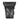 Front view of a black genuine leather drop leg bag for motorcyclists showing the three zip compartments and smooth texture.